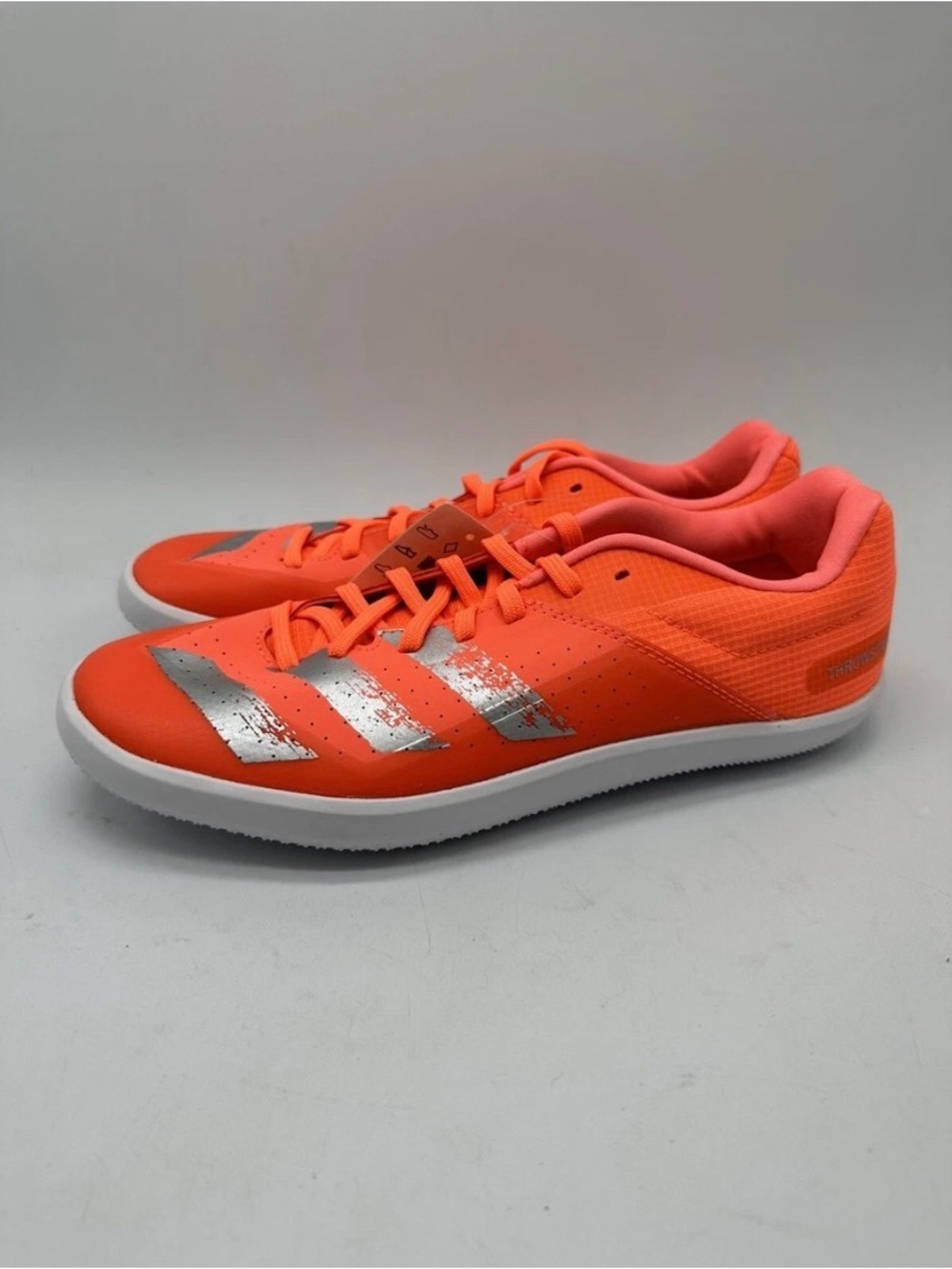 adidas Coral Orange Indoor Court Shoes with Silver Stripes